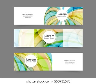 Set of web banner templates for your site or blog with abstract lines and waves