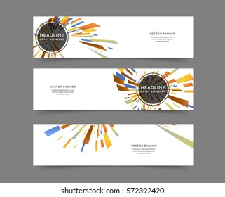 Set of web banner templates for your site or blog with geometric elements