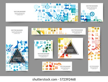 Set of web banner templates for your site or blog with geometric elements. Different sizes. 