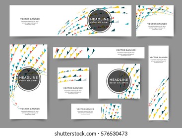 Set of web banner templates for your site or blog with geometric elements. Different sizes
. 
