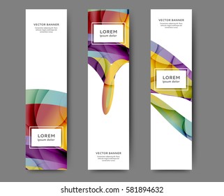 Set of web banner templates for your site or blog with abstract lines and waves
