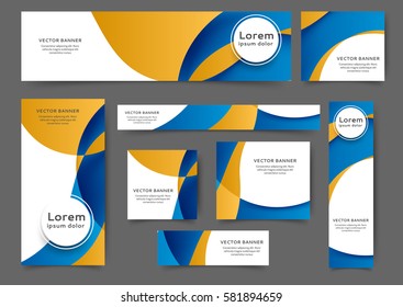 Set of web banner templates for your site or blog with abstract lines and waves. Different sizes