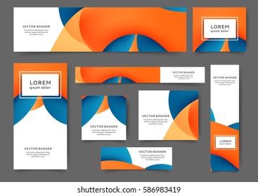 Set of web banner templates for your site or blog with abstract lines and waves. Different sizes