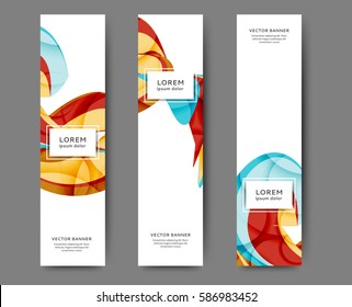 Set of web banner templates for your site or blog with abstract lines and waves