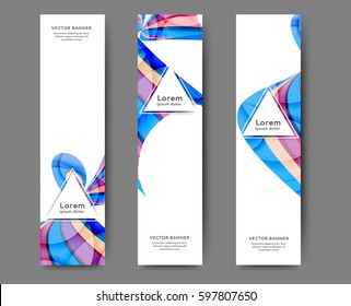 Set of web banner templates for your site or blog with abstract lines and waves