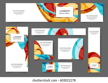Set of web banner templates for your site or blog with abstract lines and waves. Different sizes