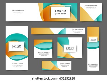 Set of web banner templates for your site or blog with abstract lines and waves. Different sizes