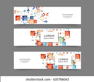 Set of web banner templates for your site or blog with geometric elements