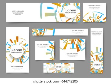 Set of web banner templates for your site or blog with geometric elements. Different sizes. 