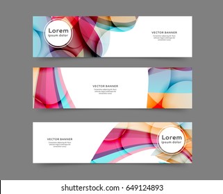 Set of web banner templates for your site or blog with abstract lines and waves