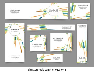 Set of web banner templates for your site or blog with geometric elements. Different sizes. 