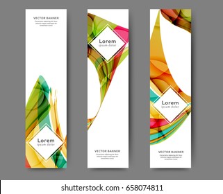 Set of web banner templates for your site or blog with abstract lines and waves