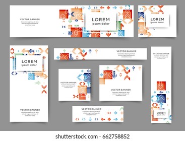 Set of web banner templates for your site or blog with geometric elements. Different sizes. 
