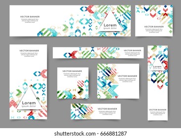 Set of web banner templates for your site or blog with geometric elements. Different sizes. 