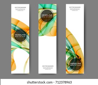 Set of web banner templates for your site or blog with abstract lines and waves