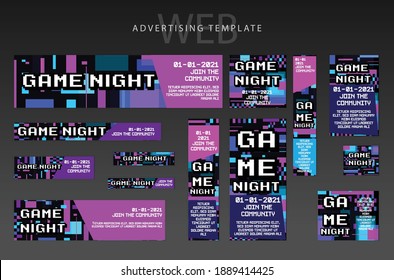Set of Web banners, advertising Templates , techno swatch color, Blue, pink, cyan Colors, Trance, digital Sports,video games, advertising, marketing, design.Vector Templates