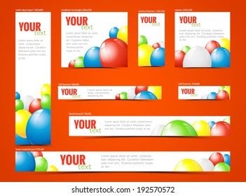 set of  web banners with colorful balloons, with copy space, vector illustration, eps 10 with transparency