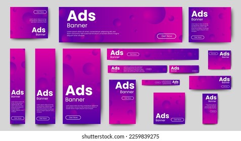 Set of web banners of different sizes with diagonal red elements and a place for photos.	
