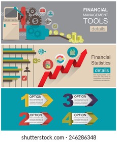 set of web banners finance flat style