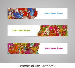 Set of  web banners with floral elements