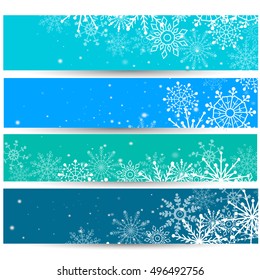 Set of Web banners with snowflakes. Vector illustration