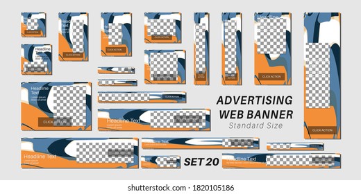 Set of web banners in standard sizes, vector design template