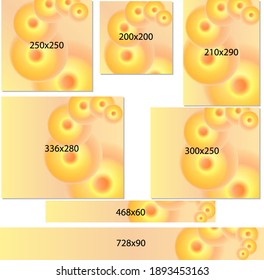 A set of web banners in standard sizes. Templates with gradient backgrounds and flowing fantasy patterns. Multicolor vector illustration