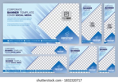 Set of Web banners templates, Standard sizes with space. Vector illustration