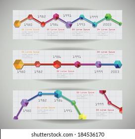 Set of web banners with time line. Vector template.