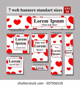 set of web banners Valentine's Day. 7 Standart web banners