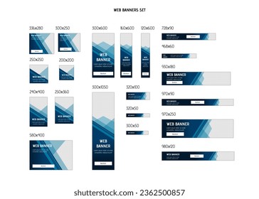 Set of web blue advertising banners standard sizes.