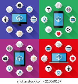 Set of web and business concepts. Flat design. Vector illustration. 