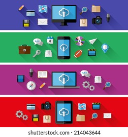 Set of web and business concepts. Flat design. Vector illustration. 