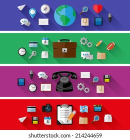 Set of web and business concepts. Flat design. Vector illustration. 