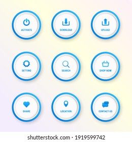 Set of web button design elements. simple design of ui web buttons.