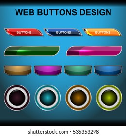 Set of web button design, vector illustration