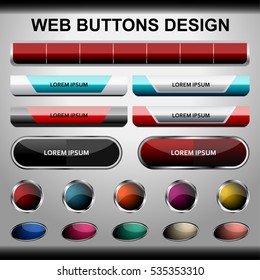 Set of web button design, vector illustration