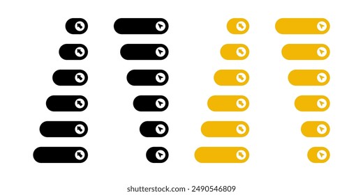 Set of web button icons, click here button with arrow pointer click icon. Design for applications, web, UI