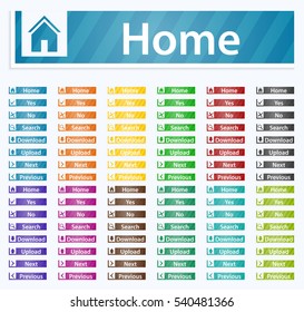 Set Web Button (vector) - home, yes, no, search, download, upload, next, previous