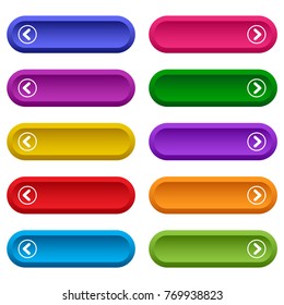 Set of web buttons with arrows, colorful long round buttons. Vector illustration