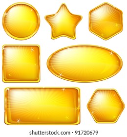 Set of web buttons of gold, different forms. Eps10: contains transparency. Vector