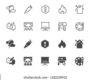 Set of web buttons on hobbies, online shopping and Internet communication theme. 10 icons in line and glyph designs. Interface labels for websites and mobile apps. Vector illustration isolated