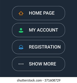 Set of the web buttons in outline simple style with personal colorful icons