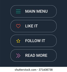 Set of the web buttons in outline simple style with web colorful icons