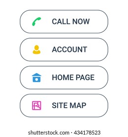 Set of the web buttons in outline simple style with web colorful icons