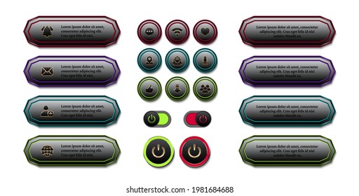 Set of web buttons, switch button