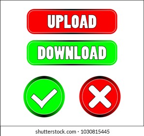 set of web buttons  upload, download, approver and closed page