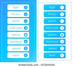 Set of web buttons varied in blue.