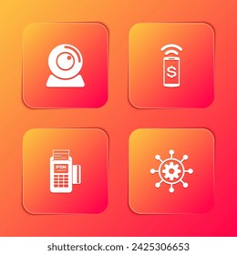 Set Web camera, Contactless payment, POS terminal and Project management icon. Vector
