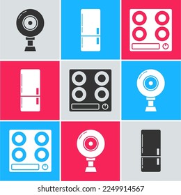 Ajuste cámara web , refrigerador y estufa de gas. Vector
